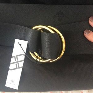 B-low the belt Black Vegan Leather Belt with Gold